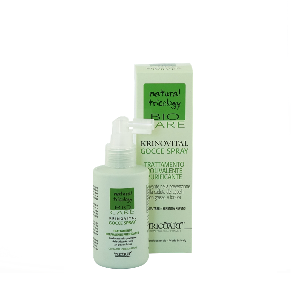 KRINOVITAL Gocce spray trattamento polivalente purificante Trychologiczne serum wielowartościowe do włosów wypadających i problematycznej skóry głowy spray 100 ml – Tricoart