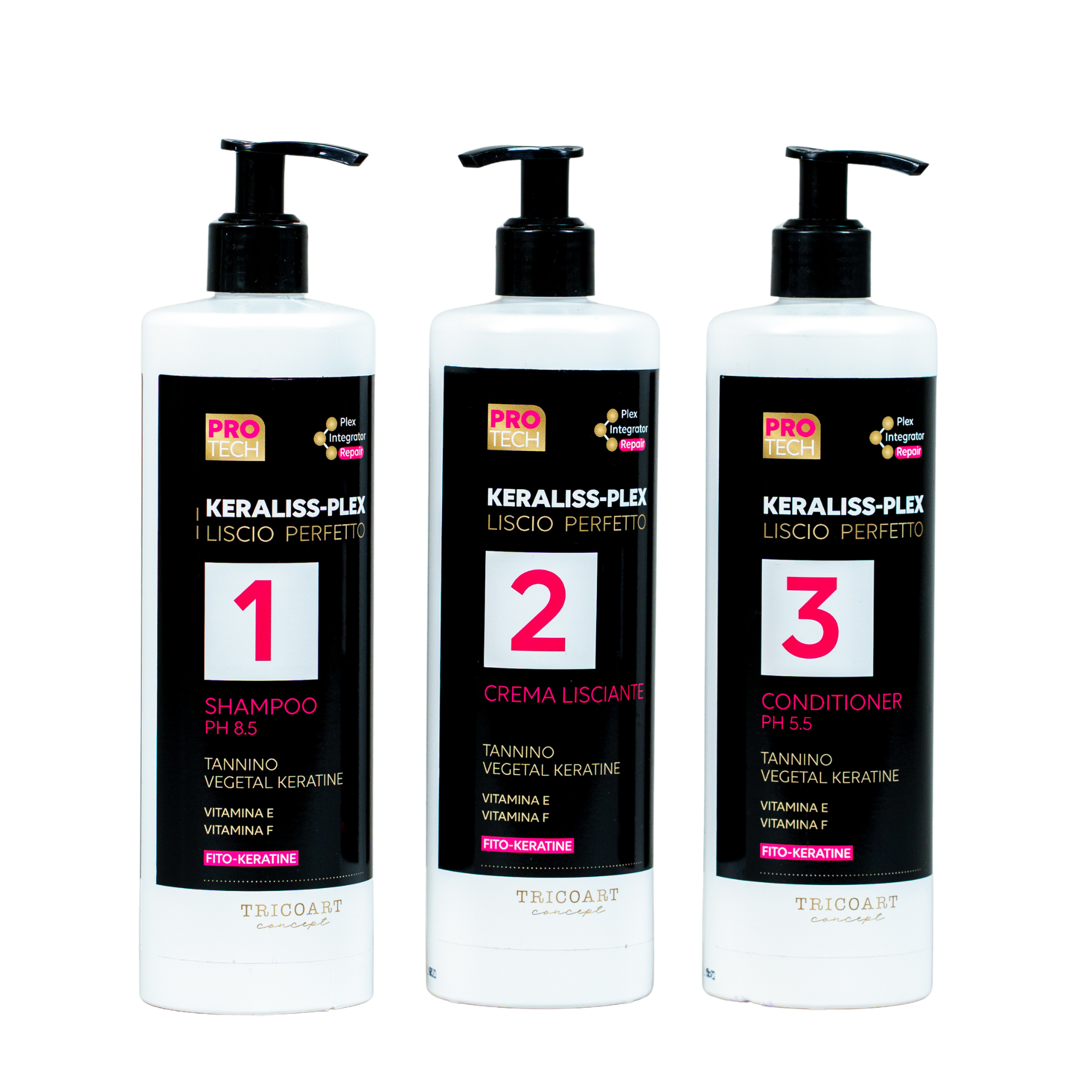 PROTECH Keraliss Plex Liscio perfetto kit Zestaw, szampon+krem wygładzający+odżywka zamykajaca łuskę włosa 3×500 ml. – Tricoart